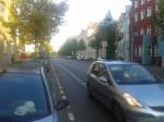 Neuer Schutzstreifen für Radfahrer in der Seelenbinderstraße in Köpenick.